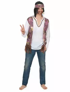Hippie kostým s třásněmi pro muže, Velikost: Medium/Large