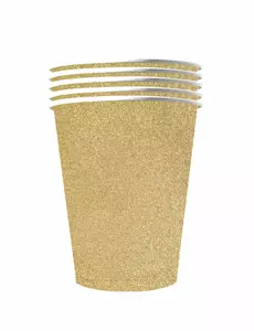 10 amerických třpytivých kelímků – recyklovatelné zlaté kartonové 53 cl