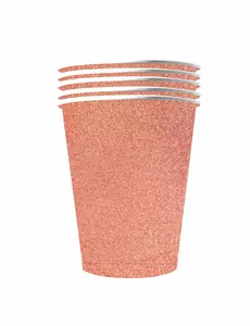 10 amerických třpytivých recyklovatelných kartonových kelímků rose gold 53 cl