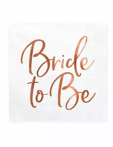 20 papírových ubrousků „Bride to be“ růžové zlato 33 x 33 cm