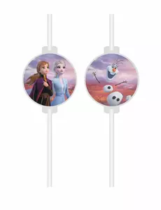 4 kartonová brčka s medailonem Frozen 2