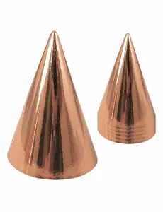 6 rose gold kartonových párty klobouků 15 cm