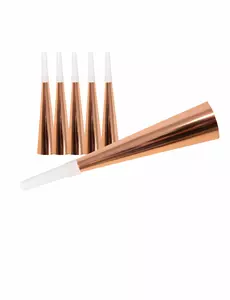 6 rose gold kartonových trumpet 19 cm