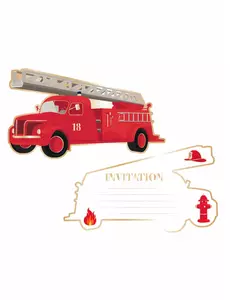 8 pozvánek „Fire Truck“ 17 x 9,5 cm