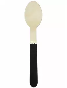 8 malých černých dřevěných lžiček 16 cm
