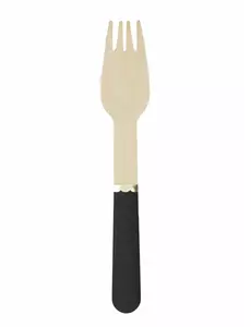 8 malých černých dřevěných vidliček 15 cm