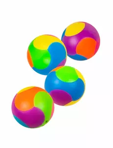 Příslušenství k piñatě – 4 vícebarevné hlavolamové míčky 3 cm