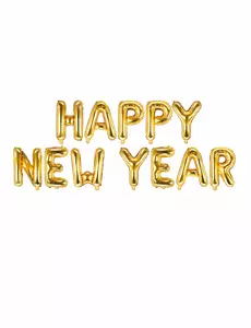 Fóliový balónek „Happy New Year“ zlatá písmena 370 x 35 cm
