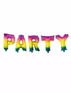 Fóliové balónky písmena „Party Rainbow“ 3 m