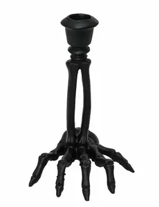 Černý pryskyřicový svícen kostra 16 cm