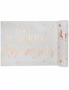 Bavlněný běhoun na stůl narozeniny rose gold 3 m x 28 cm