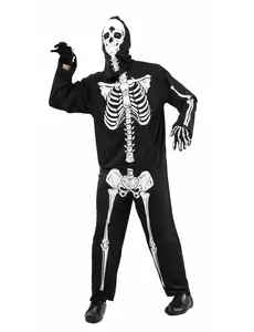 Černý kostým kostlivce pro muže Halloween, Velikost: Medium/Large