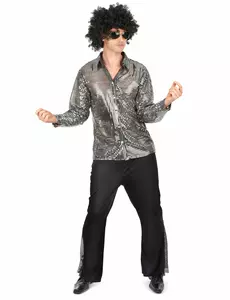 Stříbrný disco kostým pro muže, Velikost: Medium
