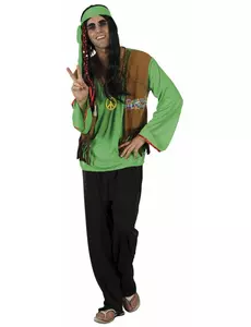 Zeleno-černý hippie kostým pro muže