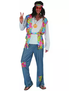 Hippie kostým s džínovým efektem pro muže, Velikost: Medium