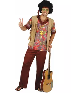 Hippie kostým s červeným vzorem pro muže, Velikost: Medium