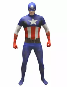 Klasický kostým Captain America Morphsuit pro dospělé, Velikost: Large (maximum 180 cm)