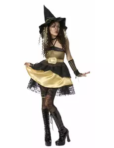 Zlatý čarodějnický kostým pro ženy Halloween