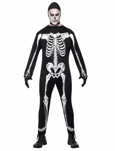 Kostým kostlivce s kapucí pro muže na Halloween, Velikost: Medium