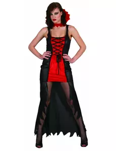 Červeno-černý upírský kostým pro ženy Halloween, Velikost: Small