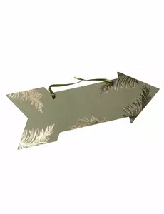 Směrovka šipka khaki pampa a zlaté zdobení 39 x 14.5 cm