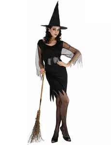 Dámský halloweenský čarodějnický kostým s tylovými rukávy