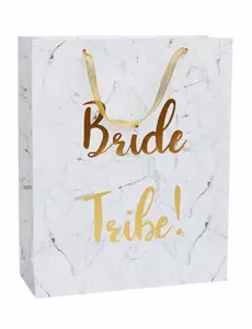 Dárková taška Bride Tribe EVJF mramorová 32 x 25 cm