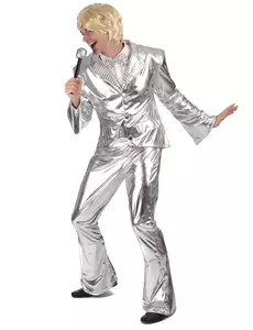 Pánský lesklý stříbrný disco kostým, Velikost: Medium