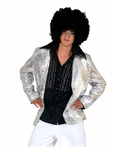 Luxusní stříbrná flitrovaná disco bunda pro muže, Velikost: Medium