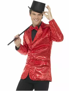 Luxusní červené flitrované disco sako pro muže, Velikost: Medium