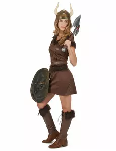 Sexy hnědý vikingský kostým pro ženy, Velikost: Small