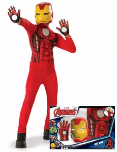 Klasická sada Iron Man s rukavicemi pro chlapce, Velikost: 5-6 let(110-116 cm)