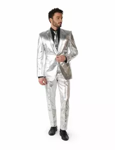 Mr. Shiny Silver pánský kostým Opposuits, Velikost: Small (EU 44-46)