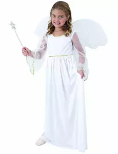 Bílý andělský kostým pro dívky, Velikost: 4-6 let (110-120 cm)