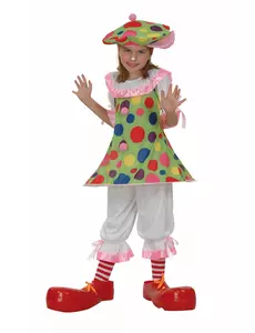 Barevný klaunský kostým s puntíky pro dívky