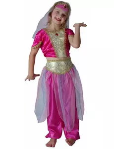 Růžový kostým orientální tanečnice pro dívky, Velikost: 4-6 let (110-120 cm)