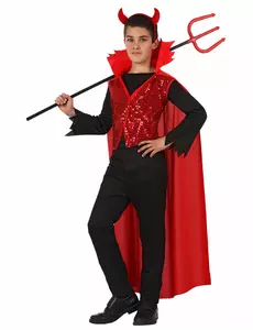 Dětský flitrovaný ďábelský kostým Halloween, Velikost: 5-6 let (115/130 cm)