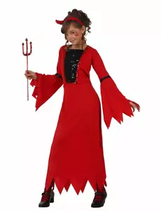 Dětský flitrovaný ďábelský kostým Halloween, Velikost: 7-9 let (130-145 cm)