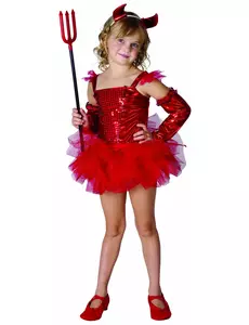 Kostým čertice s tutu pro dívky, Velikost: 4-6 let (110-120 cm)