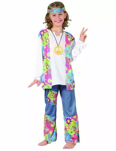 Hippie kostým s třásňovou vestou pro dívky, Velikost: 4-6 let (110-120 cm)