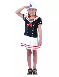 Černo-bílý námořnický kostým pro dívky, Velikost: 4-6 let (110-120 cm)