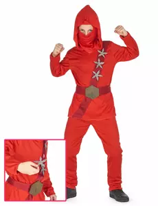Červený nindža hvězdicový kostým pro chlapce, Velikost: 4-6 let (110-120 cm)