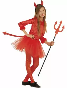 Kostým malého červeného čertíka s tutu pro dívky Halloween, Velikost: 8-10 let(140 cm)