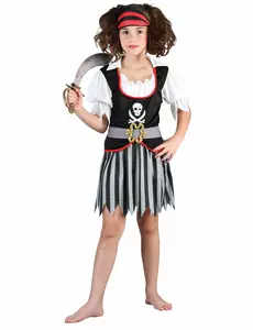 Pirátský kostým s motivem lebky pro dívky, Velikost: 4-6 let (110-120 cm)