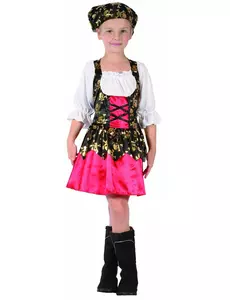 Pirátský kostým se zlatými vzory pro dívky, Velikost: 4-6 let (110-120 cm)