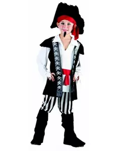 Pirátský kostým s černo-bílými pruhy pro chlapce, Velikost: 4-6 let (110-120 cm)