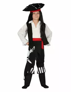 Pirátský kostým s červeným páskem pro chlapce, Velikost: 4-6 let (110-120 cm)