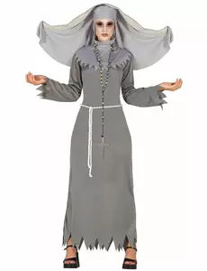 Šedý kostým posedlé jeptišky pro ženy Halloween, Velikost: Medium (38-40)