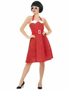 Dámský červený rockabilly kostým 50. let, Velikost: Small