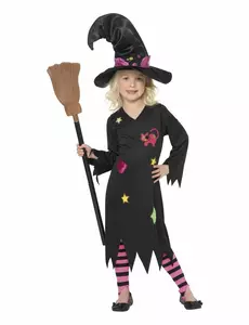 Kostým čarodějnické kočky pro dívky Halloween, Velikost: 3-4 let(97/117 cm)